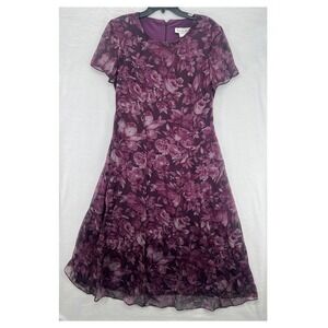 Vintage Victoria Holley Floral Chiffon Long Dress Petite 14P Romantic Wedding